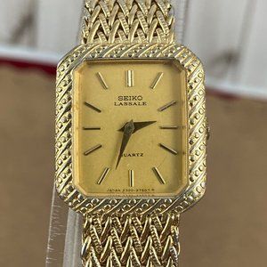 Vintage Fabulous Gold Lassale by Seiko Tank Dress Watch